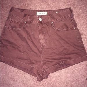 PACSUN Mom Jean Burgundy High Waisted Shorts